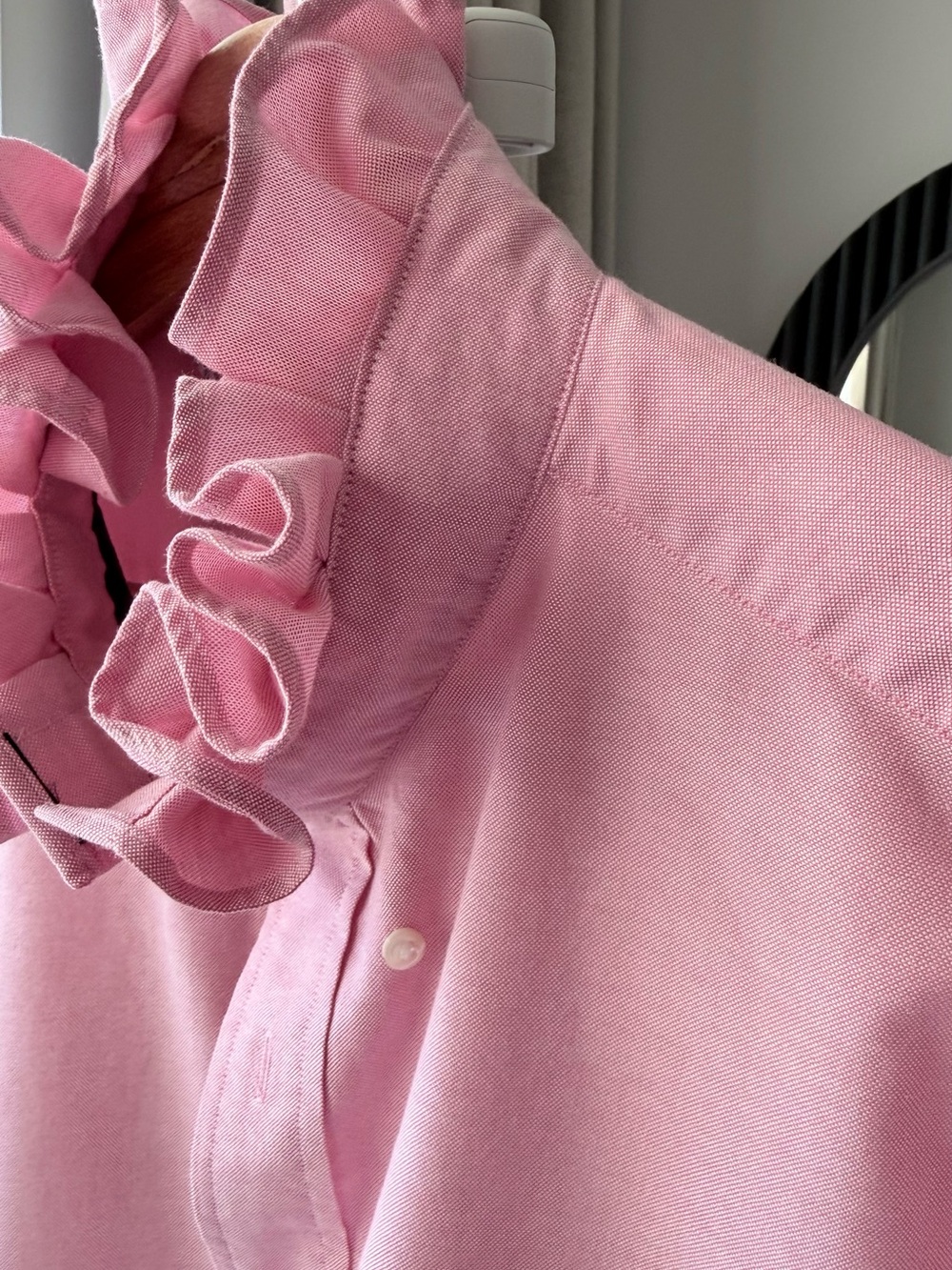 Memorial Day & 4th of July Pink Ruffle Collar Upcycled Shirt - Picture 10 of 15